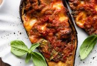 Italian Stuffed Eggplant Recipe with Mozzarella and Tomato