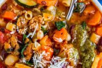 Sausage and Pesto Minestrone: Stovetop or Slow Cooker