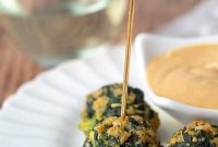 Gluten Free Spinach Balls with Tangy Hot Mustard Dipping Sauce