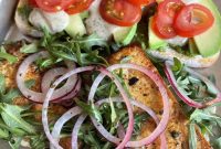 Crispy Vegan Tofu Sandwich with Avocado and Sriracha Mayo