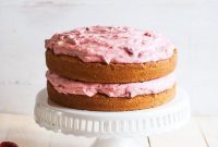 Moist Vanilla Butter Cake with Strawberry Mint Buttercream