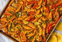 Sheet Pan Chicken Fajitas with Peppers and Onions