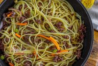 Ground Beef Lo Mein with Garlic-Ginger Sauce
