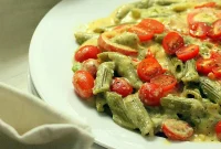 Vegan Chipotle Habanero Spinach Penne with Cashew Cream