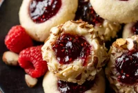 Raspberry Almond Thumbprint Cookies