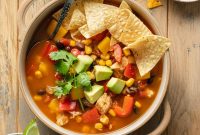 One-Pot Chicken Fajita Soup with Bell Peppers and Lime