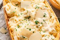 Spaghetti Squash Alfredo with Creamy Garlic Parmesan Sauce