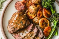 Reverse-Seared Filet Mignon with Creamy Peppercorn Sauce