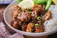Sticky Honey Lemon Chicken with Toasted Sesame Seeds