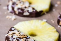 Chocolate Dipped Pineapple Slices with Toasted Coconut