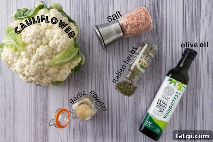 Ingredients used for air fryer cauliflower.