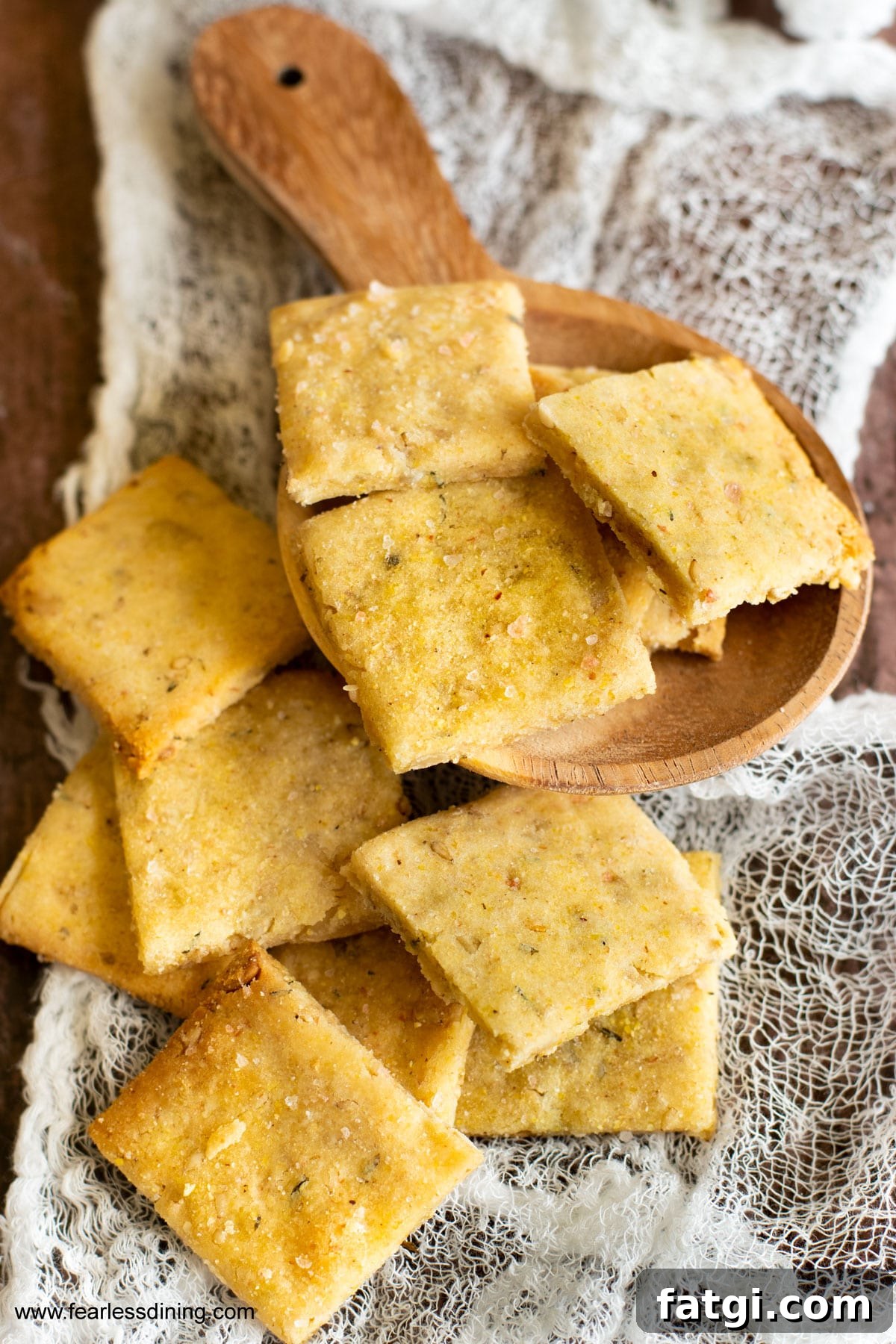 gluten free sourdough discard crackers on a cutting board