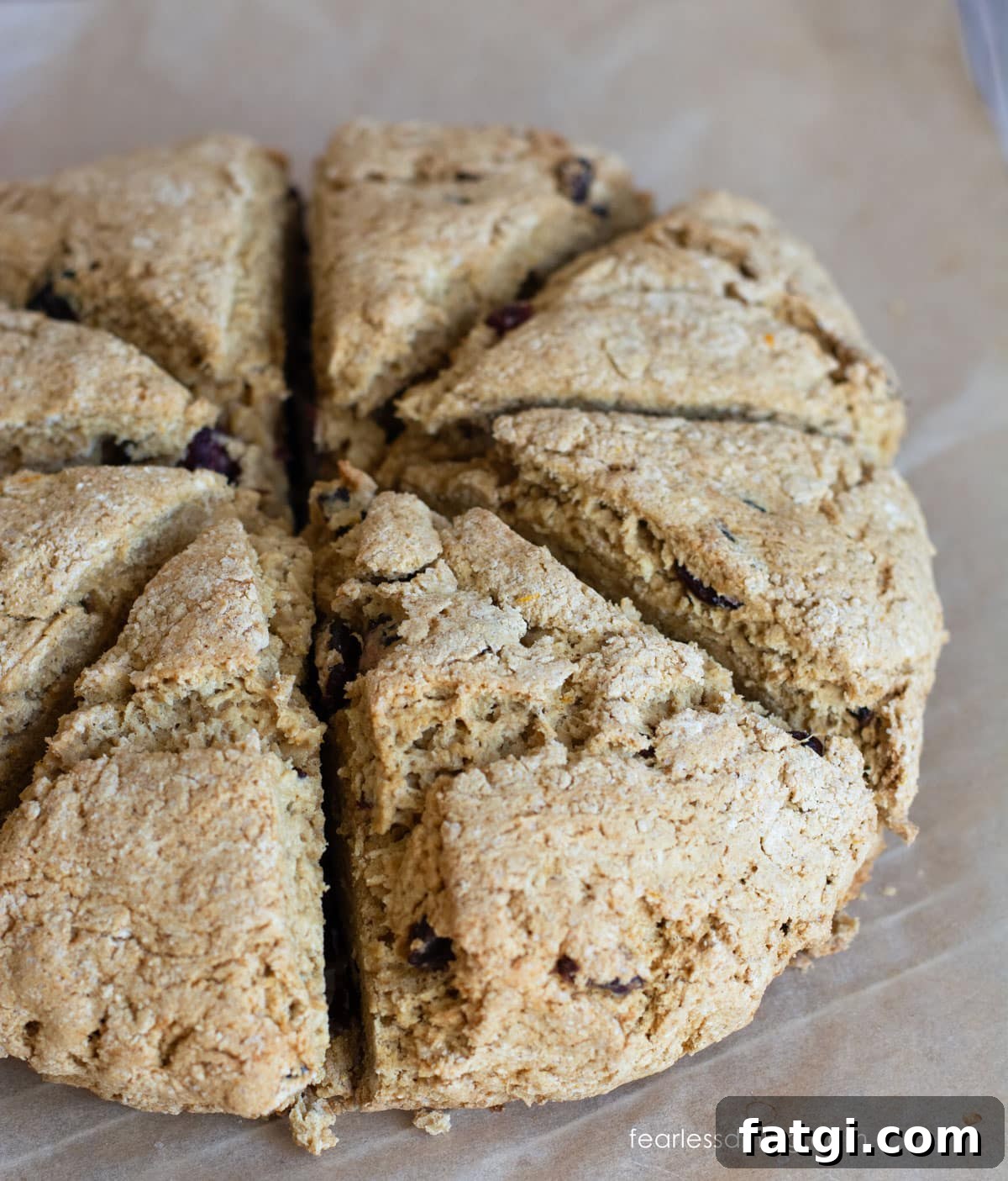 Baked gluten-free sourdough discard scones freshly baked out of the oven.