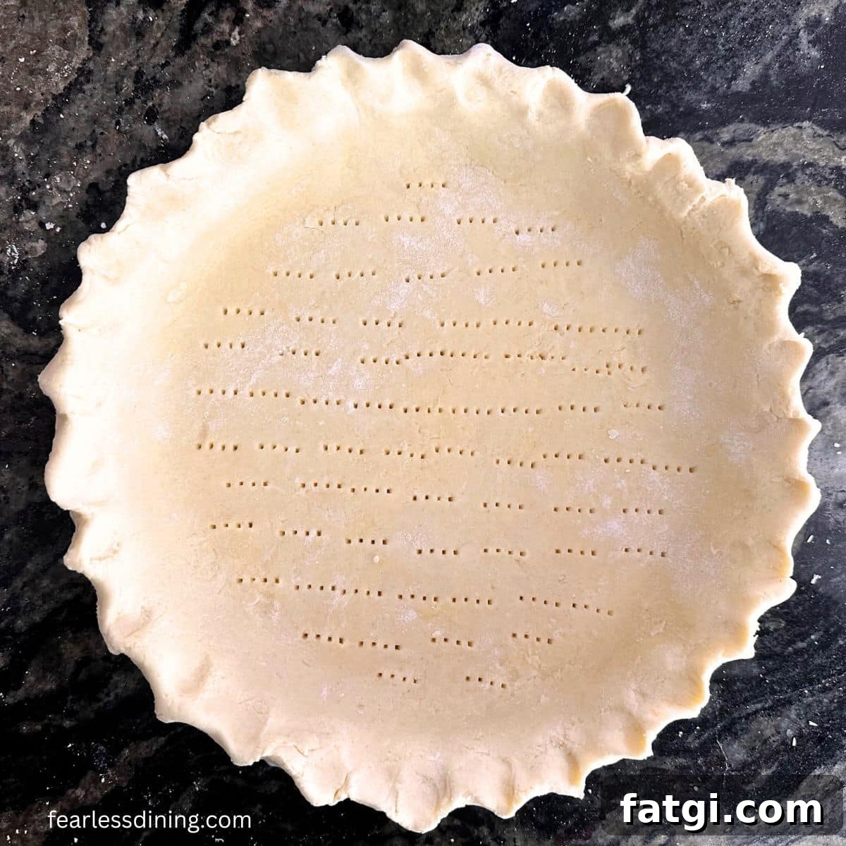 A gluten-free sourdough pie crust ready to bake.