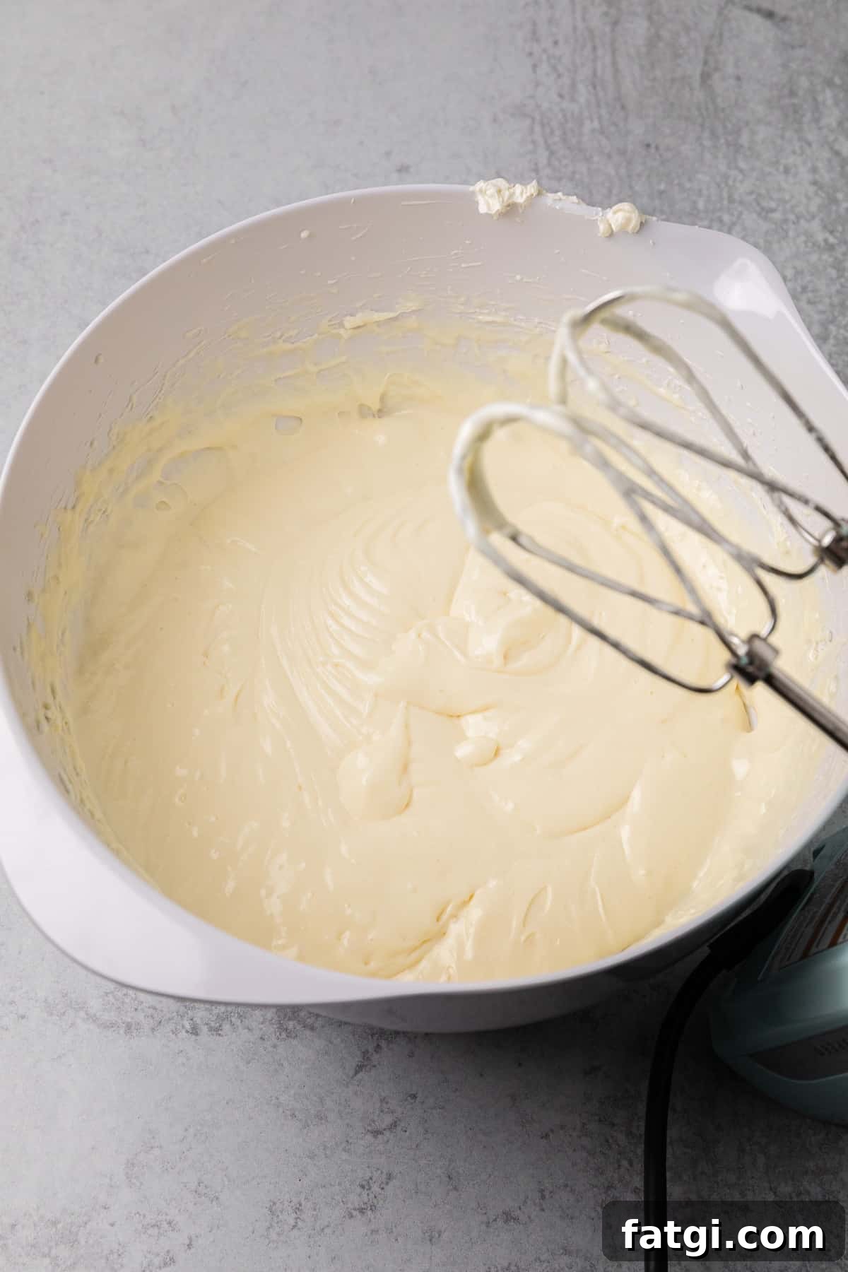 the batter in a bowl after mixing