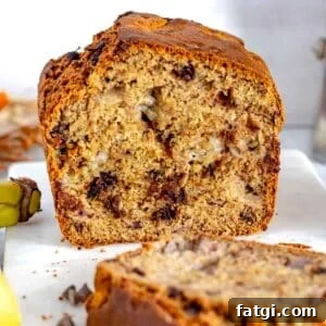 Healthy banana bread with chocolate chips