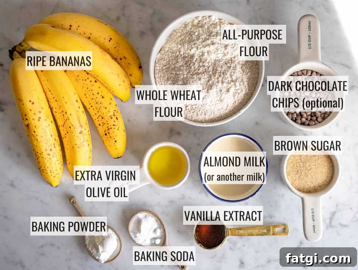 INGREDIENTS for healthy banana bread