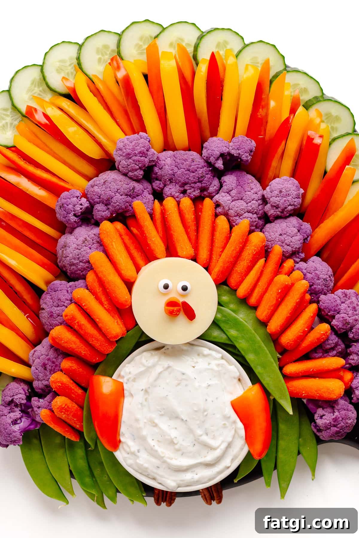 A turkey veggie tray for Thanksgiving.