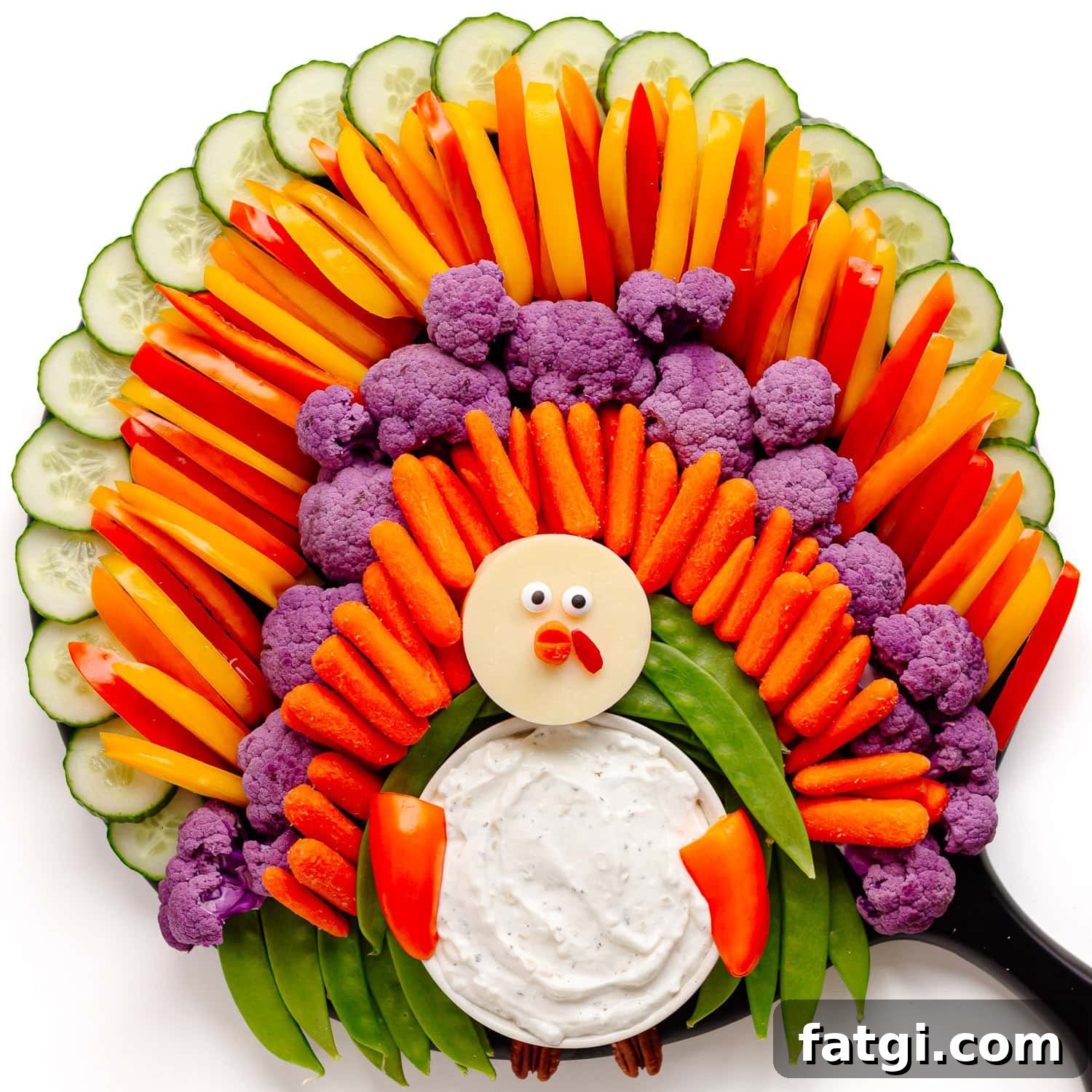 A turkey shaped veggie tray.