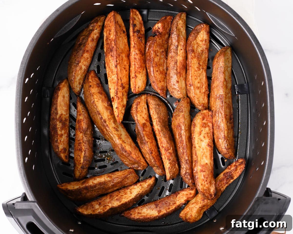 Crispy Air Fryer Potato Wedges 9 Potato wedges air fried.