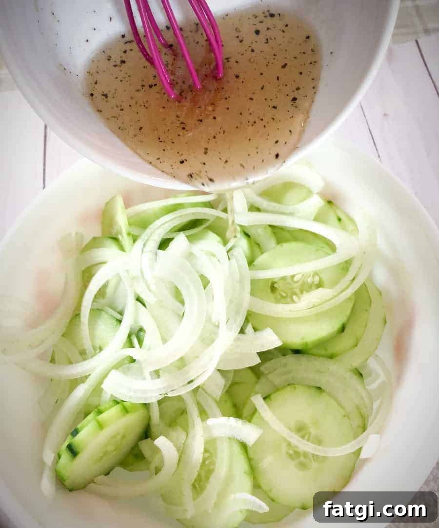 Marinated cucumbers with dressing