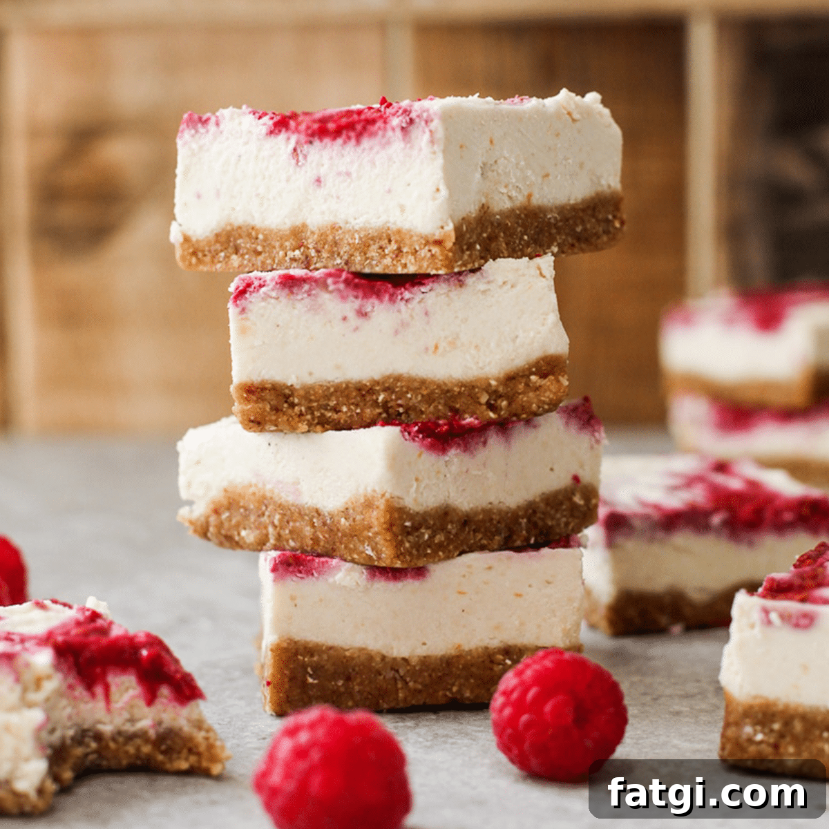 No-Bake Vegan Raspberry Cheesecake Bars