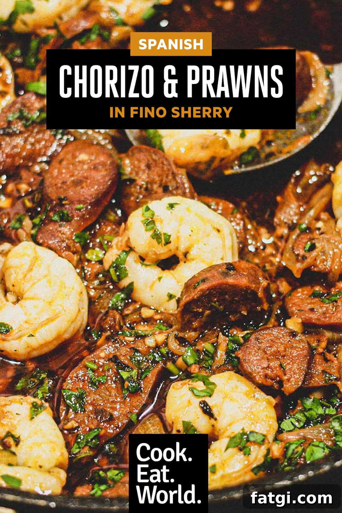 A platter of chorizo and prawns cooked in Fino Sherry.