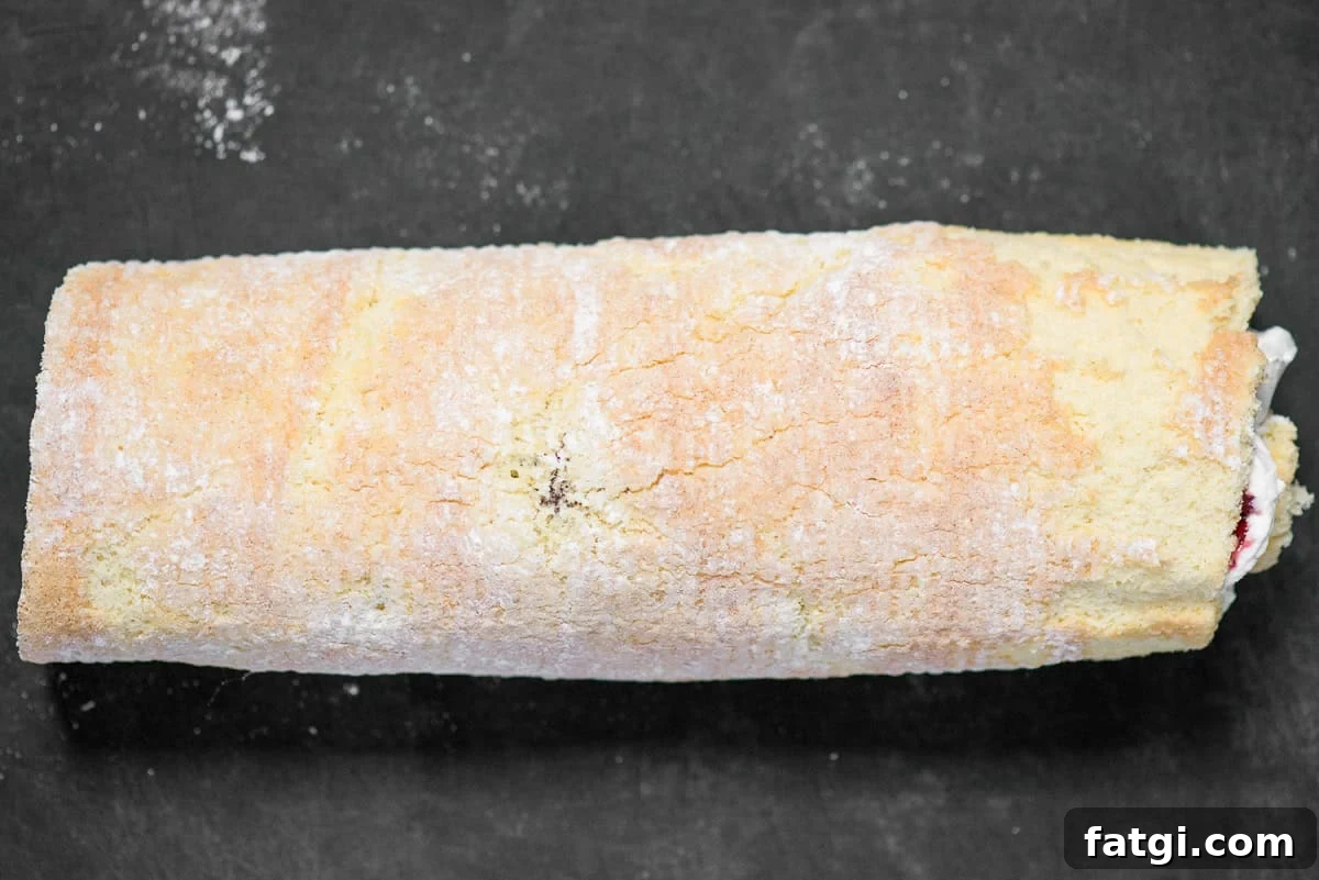 top of a lemon cake roll.