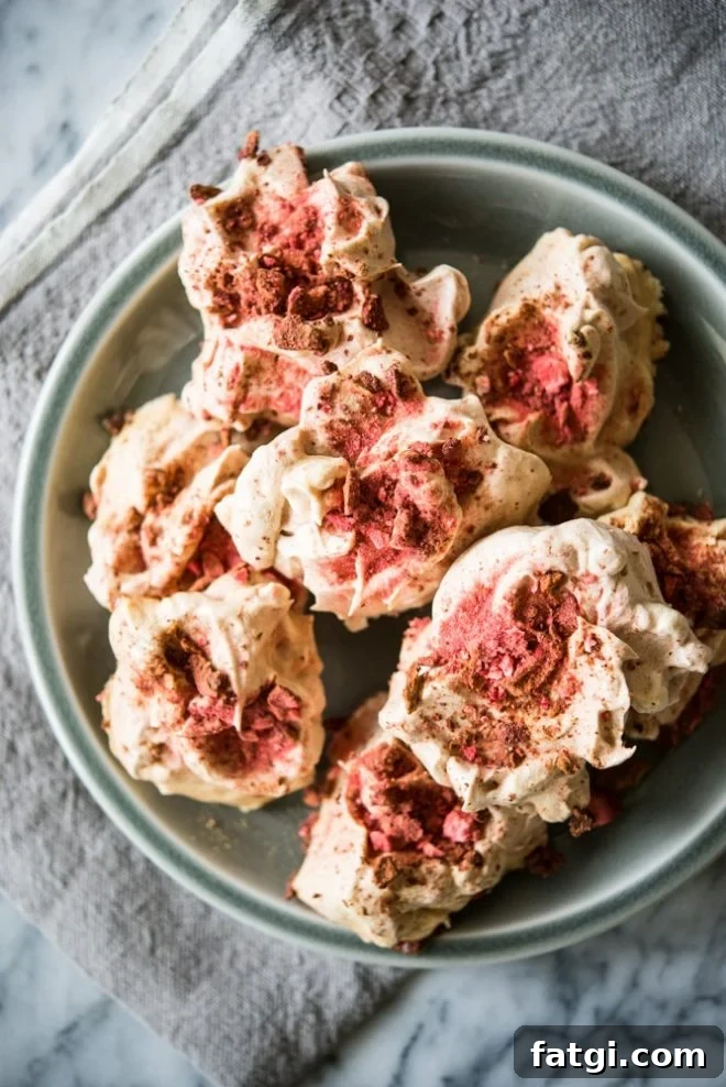 Strawberry Meringue Cookies