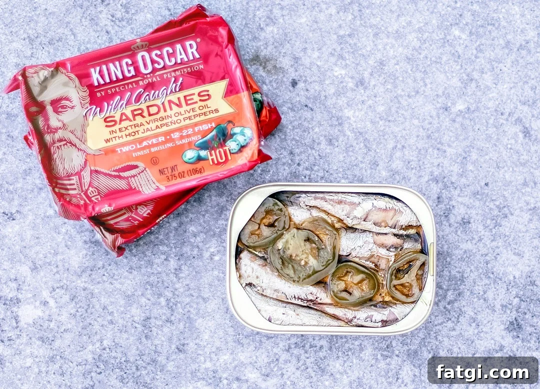 Open can of King Oscar sardines