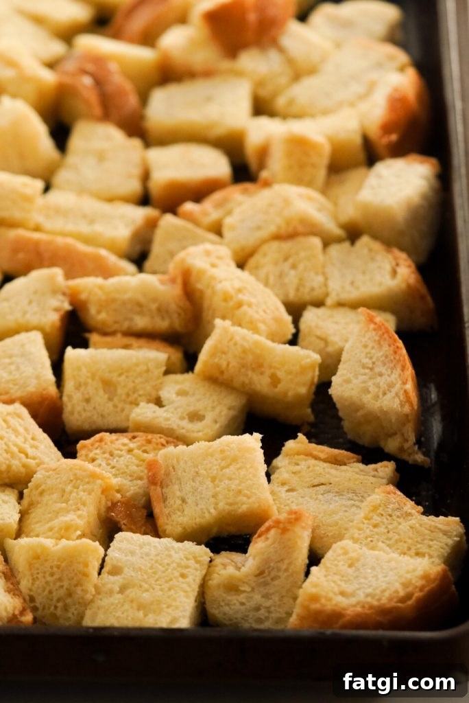 bread cubes soaked in egg mixture