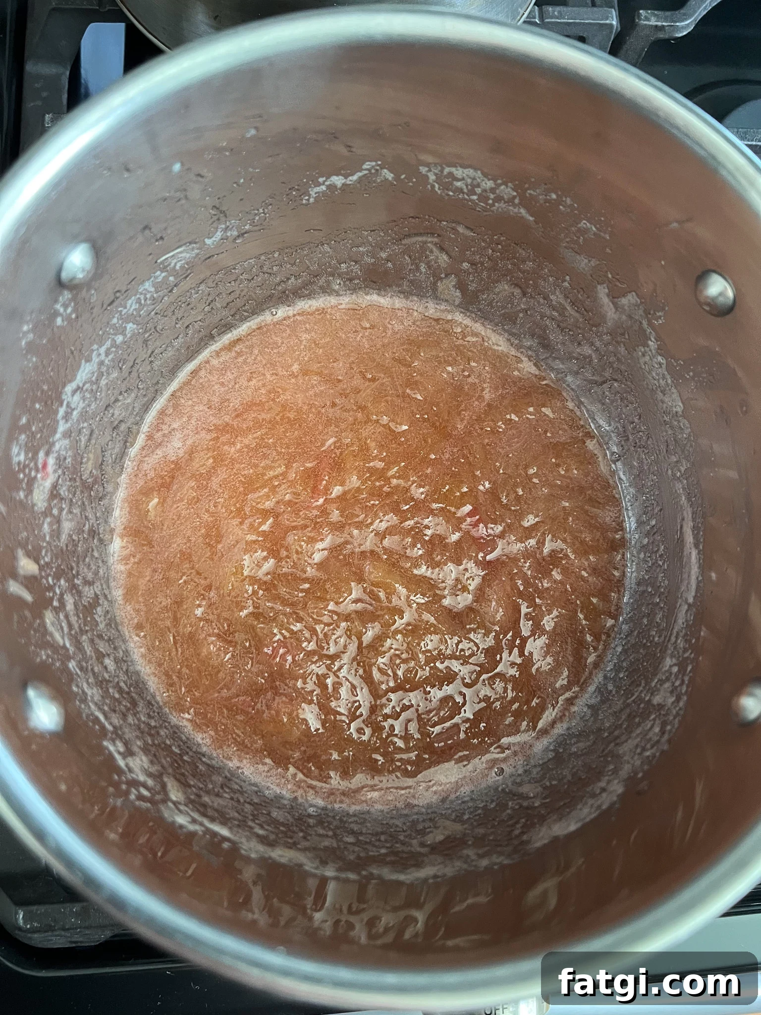 Rhubarb filling after cooking.