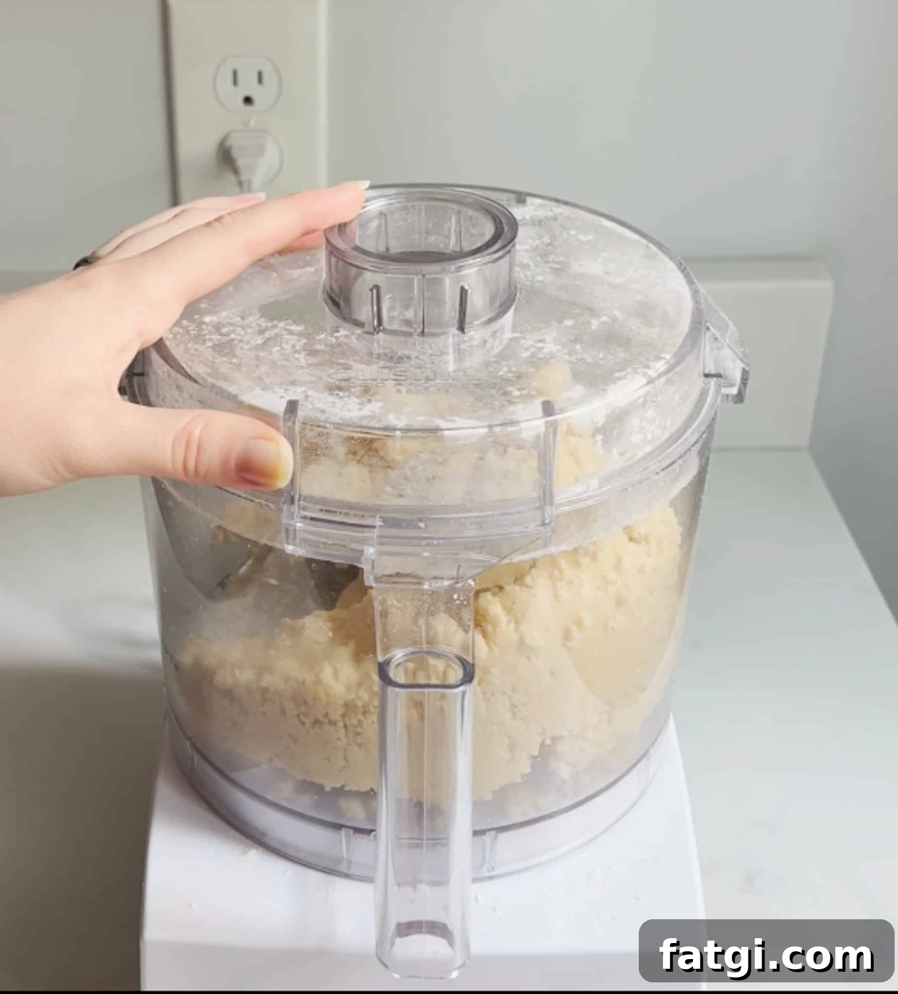 Pastry dough in a food processor.
