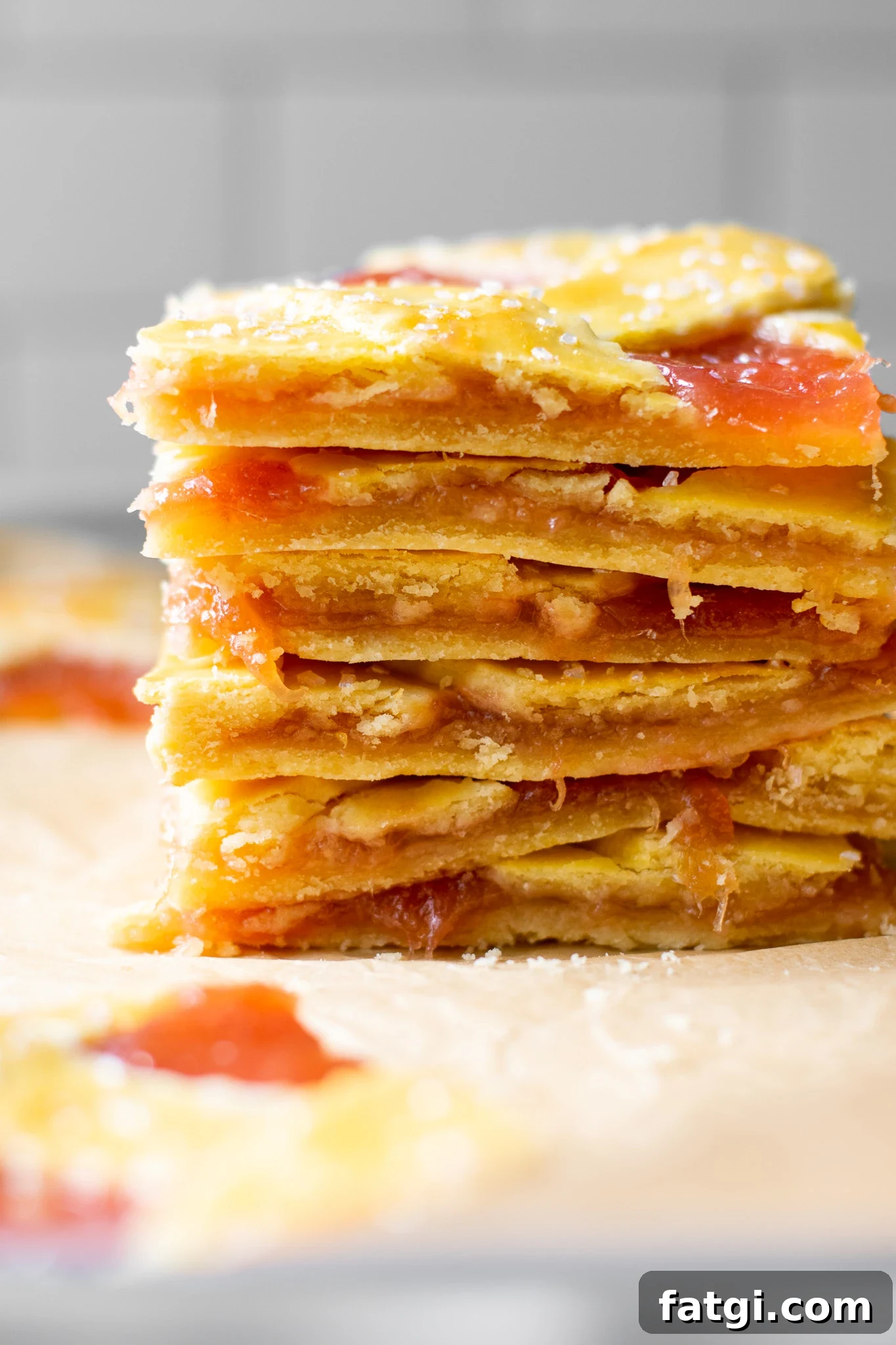 A stack of rhubarb pastries.