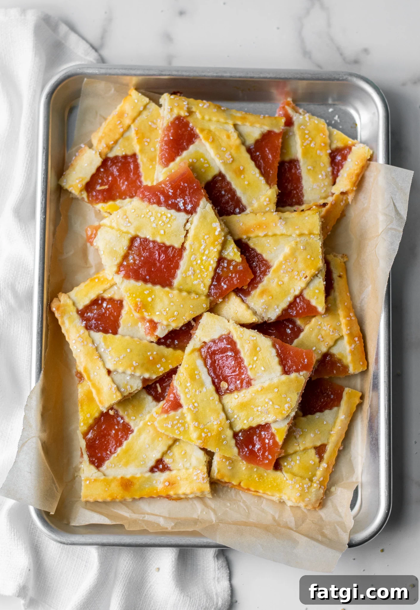 Slices of rhubarb pastry.