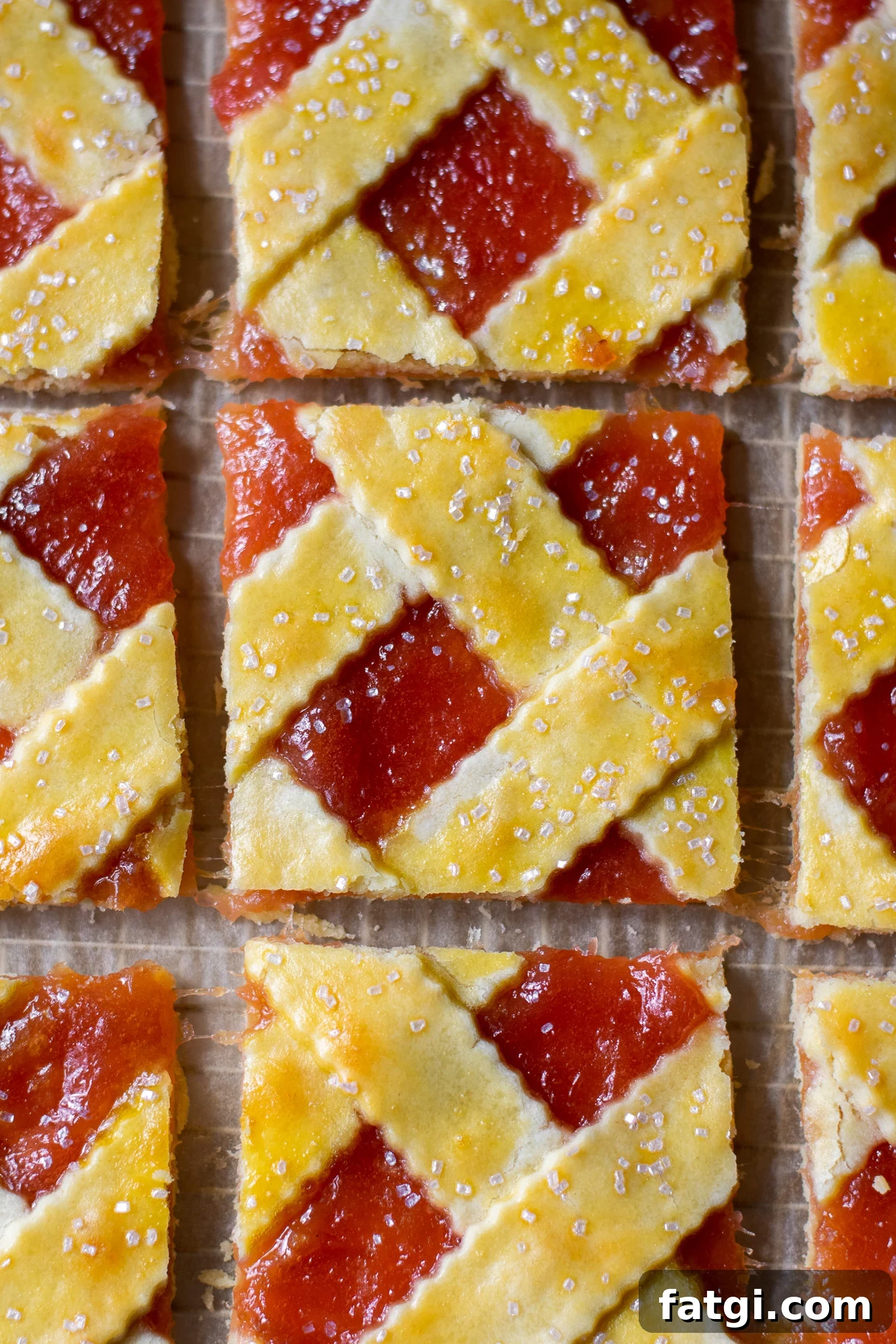 Slices of rhubarb pastry.
