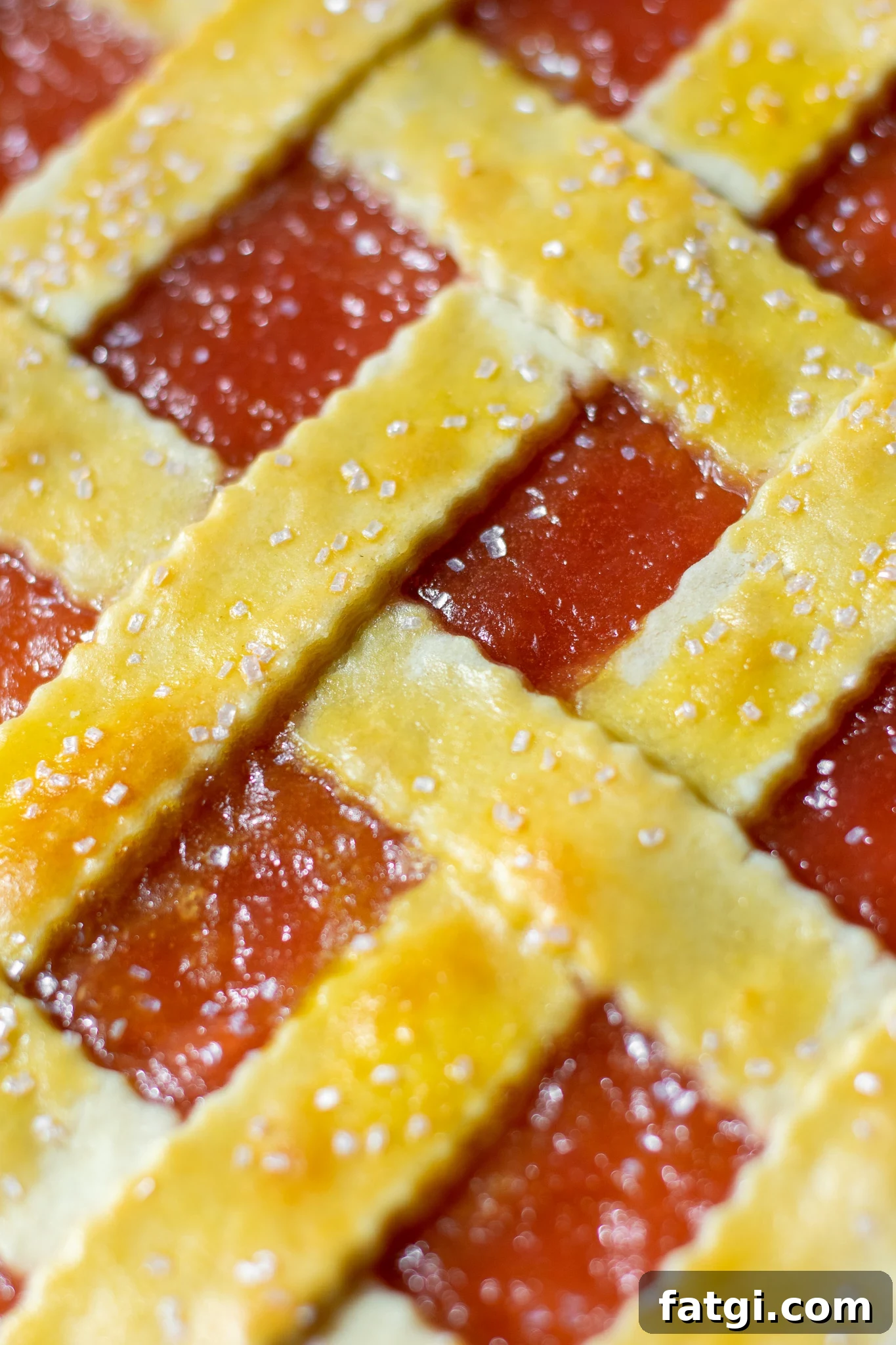 A rhubarb pastry with a lattice top.
