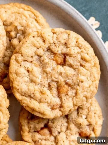 A plate of salted caramel oatmeal cookies.