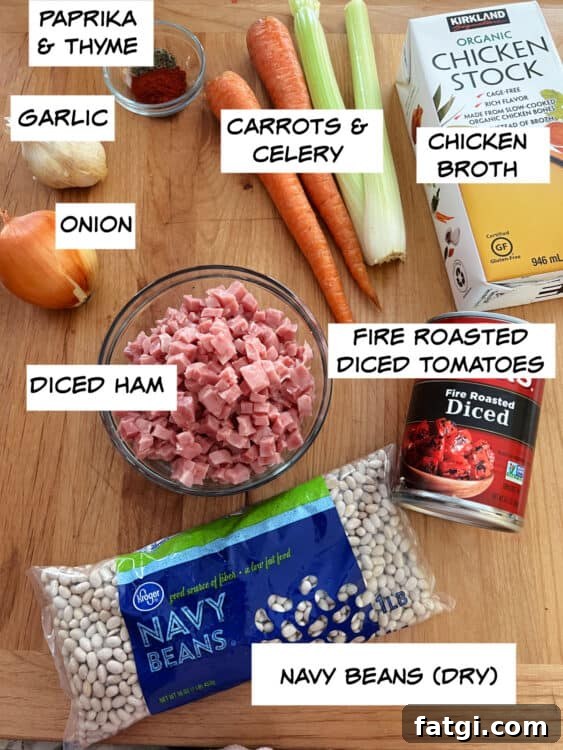 Instant Pot Navy Bean and Smoked Ham Soup 3 ingredients for navy bean soup