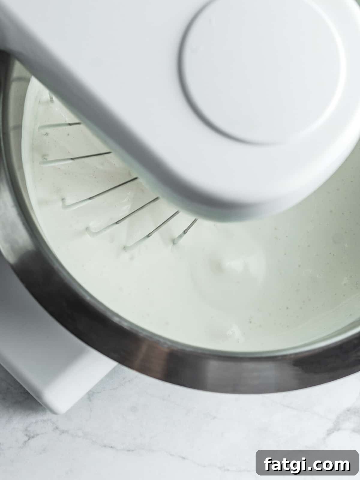 French Chantilly Cream Recipe 3 Chantilly cream at the foaming stage in a bowl