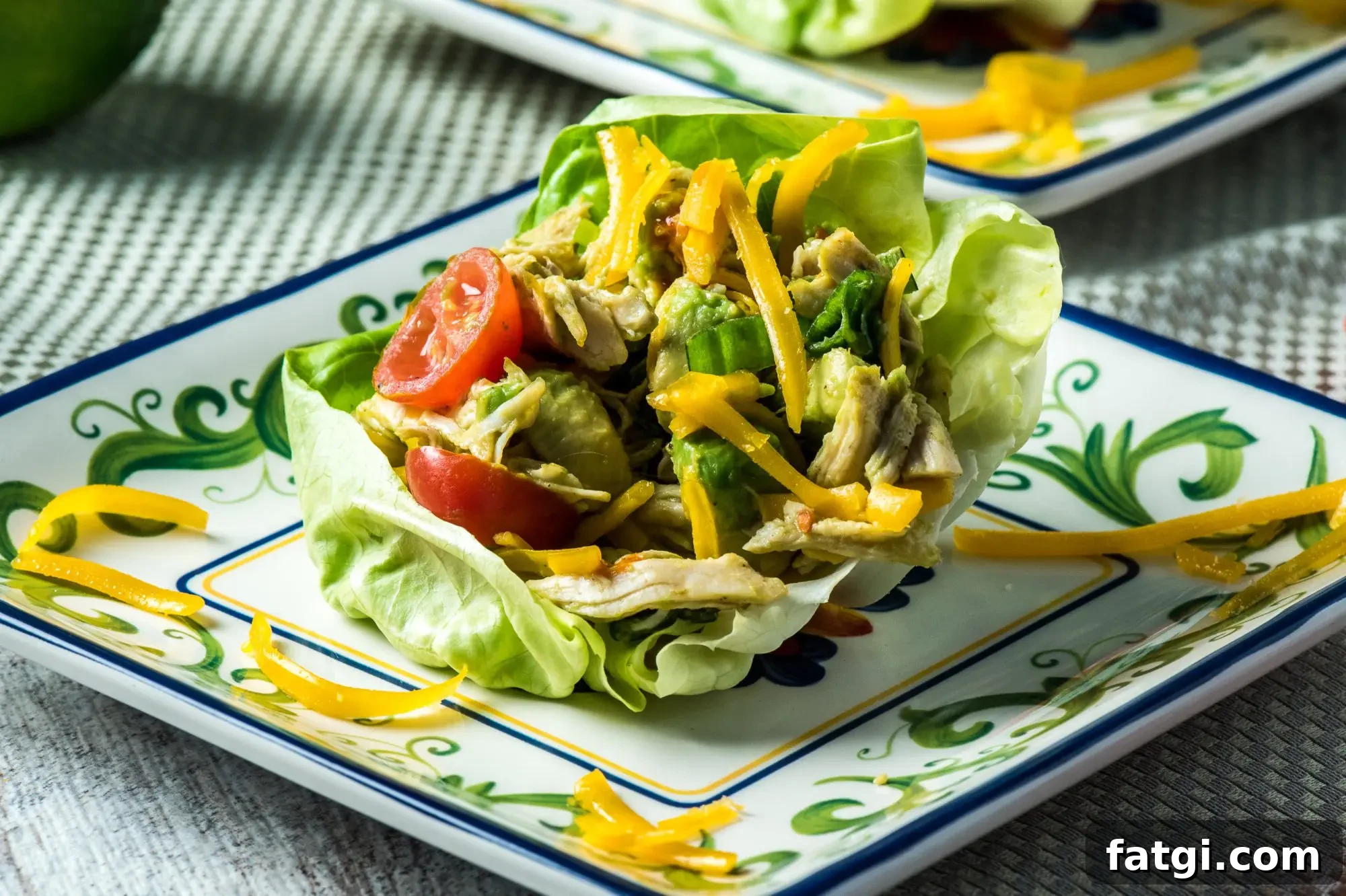 Shredded Chicken Lettuce Wraps Recipe with Asian Peanut Sauce 9 Serving suggestion