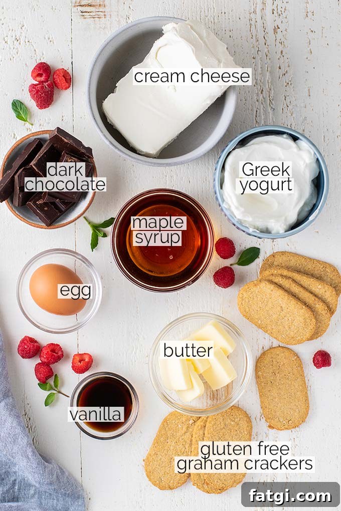 The ingredients prepared for this chocolate cheesecake recipe.