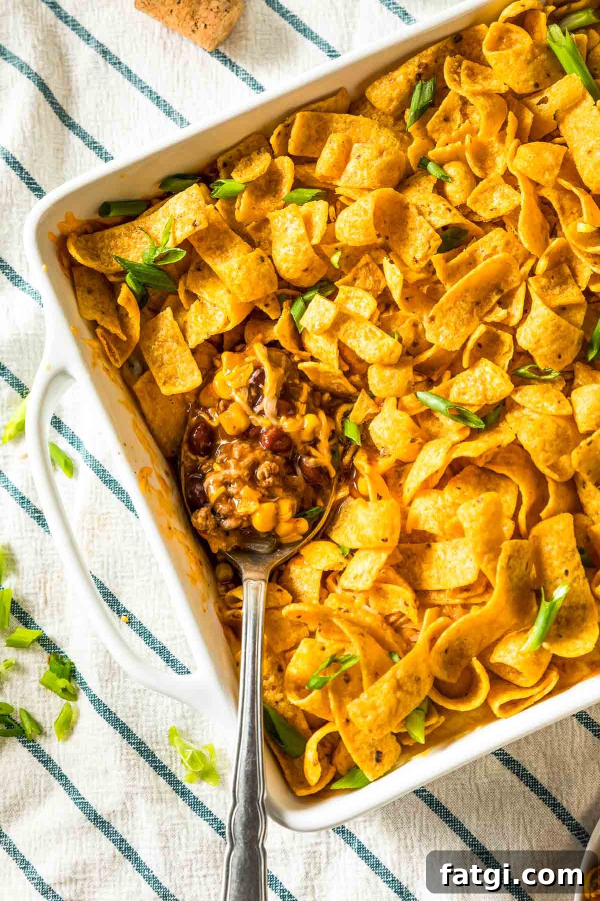 Walking Taco Casserole In A Serving Dish