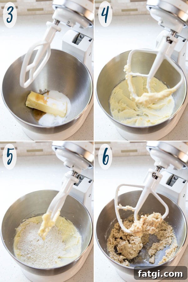 Making almond shortbread cookie dough