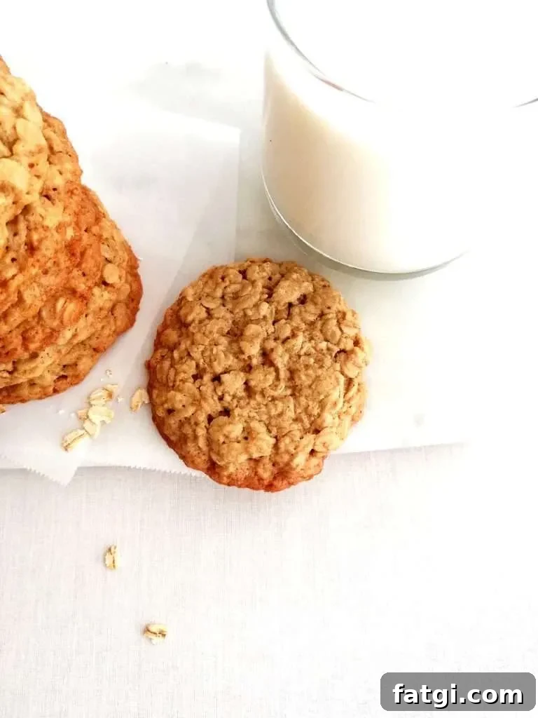 oatmeal cookies close up of one cookie