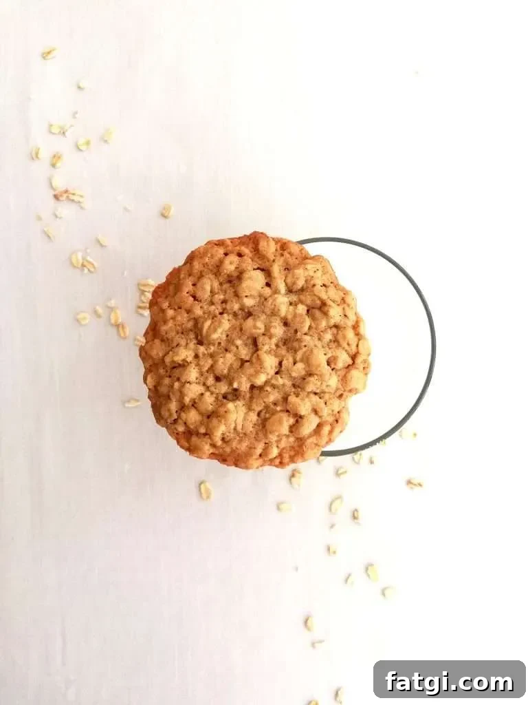 oatmeal cookie on glass of milk