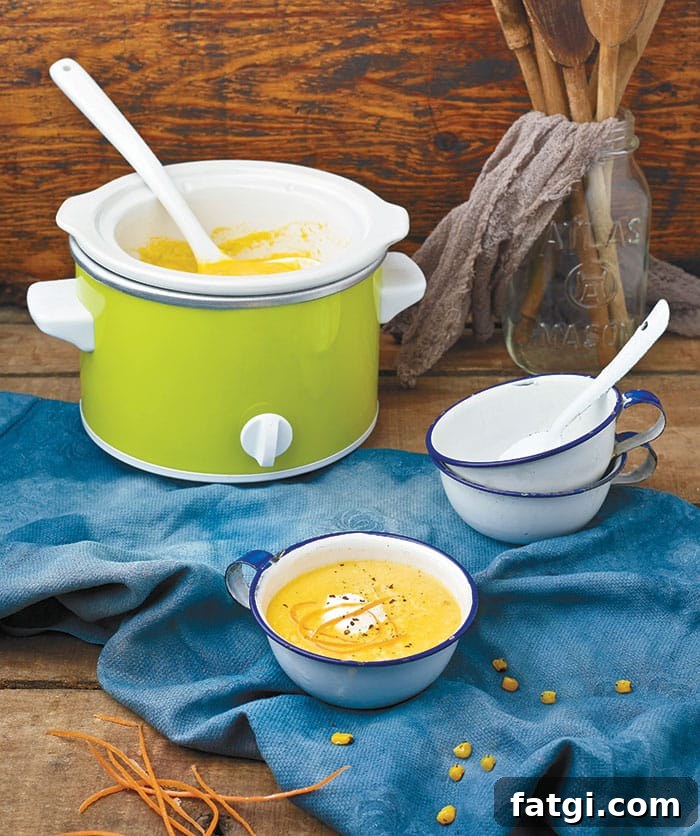 Vegan slow cooker corn chowder with green chilies