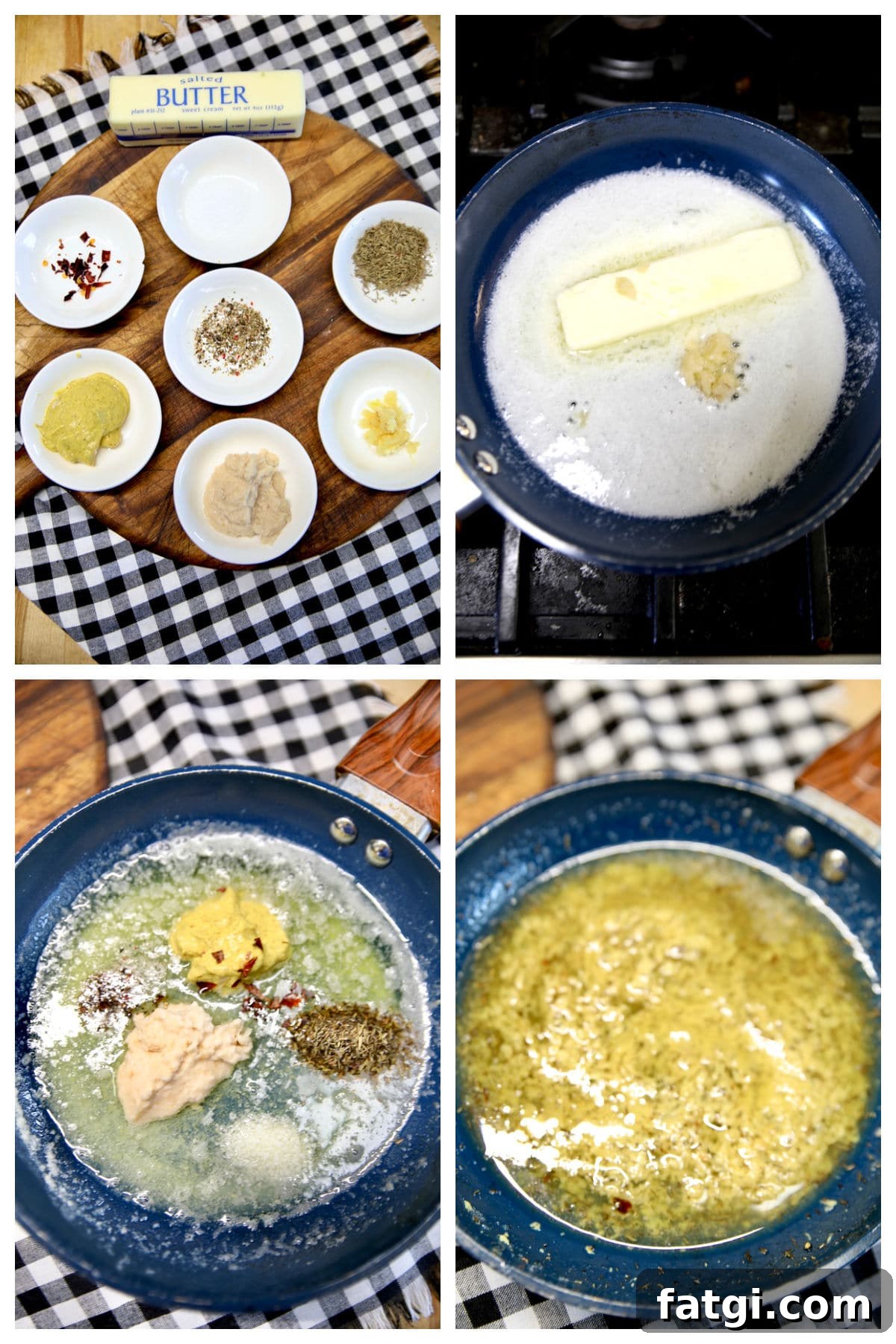 Collage making cowboy butter with garlic and horseradish.
