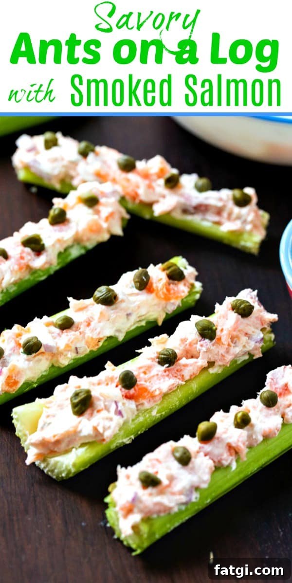 Smoked Salmon Ants on a Log: Celery Appetizers 5 Savory Ants on a Log with Smoked Salmon