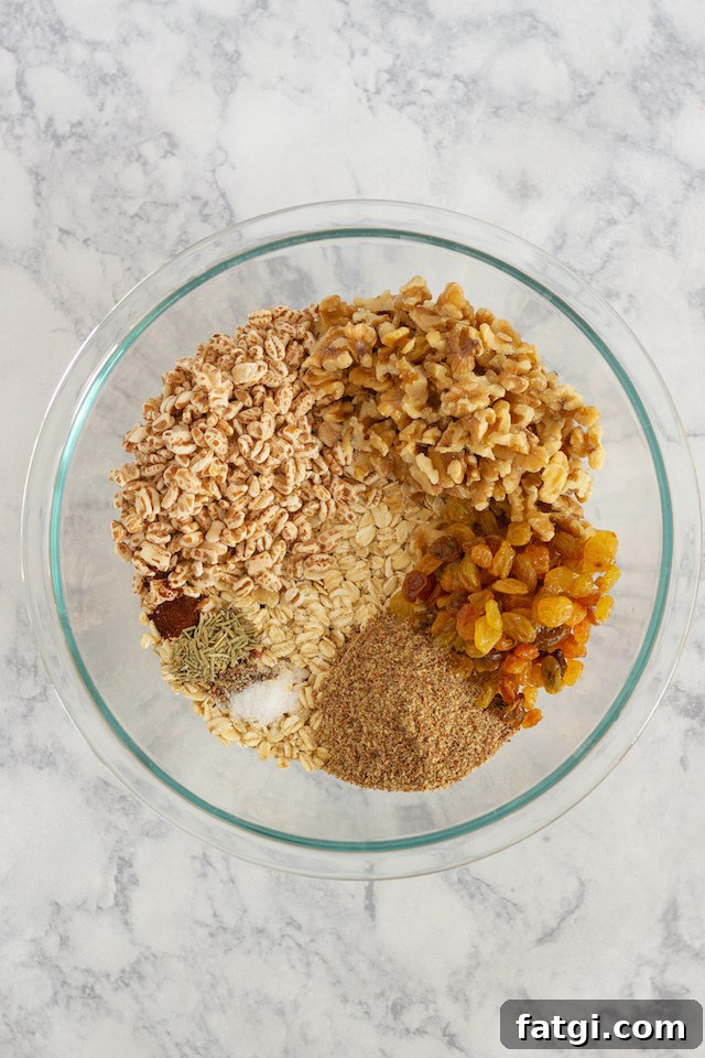 Sweet and Savory Granola Bars Ingredients in Bowl